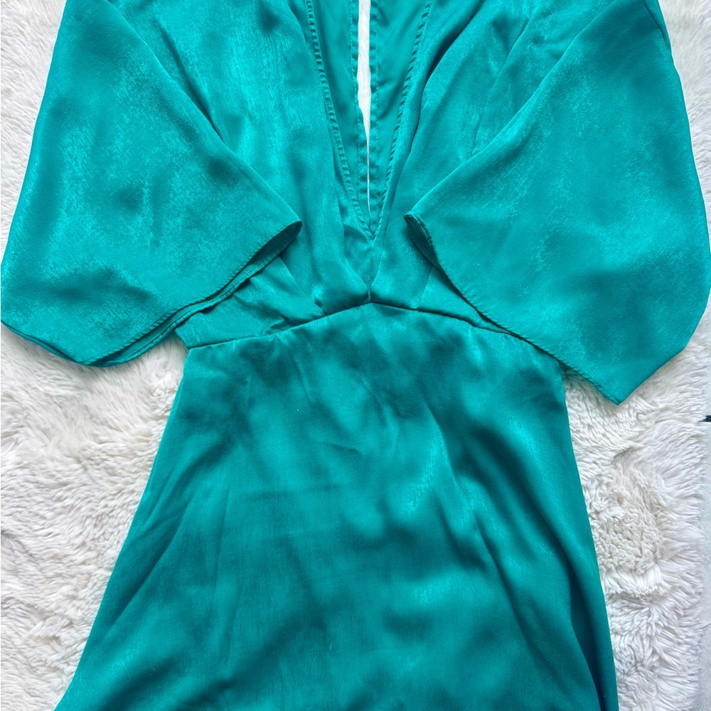 Zara Emerald Satin Romper Dress - Size XS